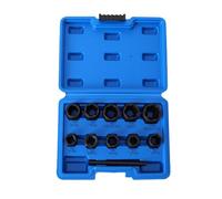 aqxreight Nut Extractor Kit 3/8in Drive 11 PCS CrMo Rounded Fastener | Reverse Spiral Groove Socket Set with Removal Bar, 9mm to 19mm Sizes, Auto Repair Tool for Car SUV Truck and Home Maintenance