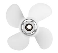 aqxreight Outboard Boat Propeller 4 Blades 10-3/8x13in Aluminum Replacement for 25-60HP Engines, 13 Spline Copper Hub, Enhanced Speed &