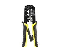 aqxreight Ratcheting Crimping Tool 3 in 1 Wire Crimper Stripper Cutter for & Telephone Cables Electrician Hand Tool for Professional & Wiring Projects (Yellow)