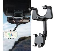 aqxreight Rearview Mirror Phone Holder for Car Multifunctional Retractable Car Phone Holder 360° Rotatable One-handed Firm Fixation The Mirror Ro Rearview HolderRetracta
