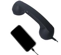 aqxreight Retro Phone Handset with Ergonomic Design (Black) | Type C connectivity, built-in HiFi speakers, comfortable grip, plug and play, ABS material design