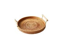 aqxreight Round Rattan Bread Basket Woven Serving Tray with Handles for Cracker Dinner Parties Coffee Breakfast Room The with for na Round RattanBread BasketWoven Serving Traywith
