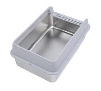 aqxreight Stainless Steel Cat Litter Box Sturdy Easy to Clean Anti Splashing High Sided Metal Kitty Litter Tray with Scoop for Indoor Cats Beige Large (50 X 35 X 25cm / 19.7 13.8 (Large Size)
