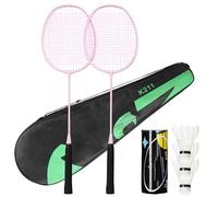 aqxreight Training Badminton Racket Shuttlecock Set Physical Education Exercise Sports Equipment Iron Alloy Badminton Racket Kit Lightness Durability Ensuring Effortless on a This (Pink)