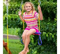 aqxreight Trapeze Swing Bar and Rings Heavy Duty Playground Swing Set with 47'' Plastic Coated Chains and Carabiners Up Coated to Bar and Chains 1 Trapeze 2 2 with Easy