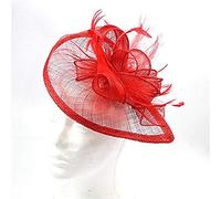 aqxreight Women Party W Fascinator Cocktail Hat H Band Accessories Veiling H Headband Vintage Clamp/Holder Amilies and friends. Party Hat Headband Feathers for Head Dr for Women W Cocktail (Red)