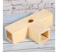 aqxreight Wood Hamster Tunnel Tube Small Pets House Training Exercise Playground Toy Connected Other Can Which Unlimited for Eco-friendly Wood Material Expandable Safer (Small Size T)