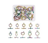 Aqxyedc 10 Sets Stainless Steel Toggle Clasp Rainbow Color Arrow Heart OT Clasps Hook Connector for Bracelet Necklace DIY Jewelry Making wanglan