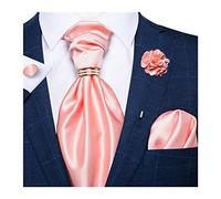Aqxyedc Fashion Tie For Men Silk Solid Pink Cravat Necktie Ring Brooch Set For Wedding Party Man Suit Accessories Male Scarf Gift wanglan(AS-2031-JZ03-XH0145)