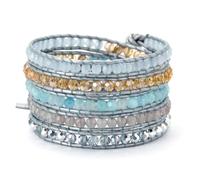 Aqxyedc Precious Stone Crystal Leather Wrap Bracelet Natural Beads Rhinestone Cute Teen Girls Trendy Braclet wanglan