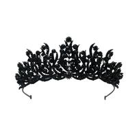 Aqxyedc VNJUGF Black Crystal Bridal Witch Crowns For Women Green Rhinestone Costume European Pageant Diadem Wedding Hair Accessories wanglan(Black Color)