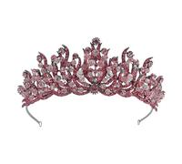 Aqxyedc VNJUGF Black Crystal Bridal Witch Crowns For Women Green Rhinestone Costume European Pageant Diadem Wedding Hair Accessories wanglan(Pink Color)