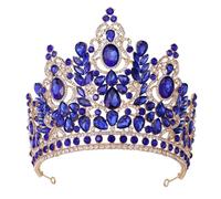 Aqxyedc VNJUGF Princess Bride Crown With Rhinestone Large Round Lightweight Wedding Crown For Bride Bridesmaid Princess Costume wanglan(4)