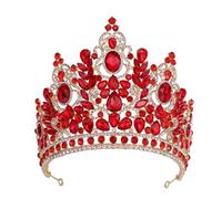 Aqxyedc VNJUGF Princess Bride Crown With Rhinestone Large Round Lightweight Wedding Crown For Bride Bridesmaid Princess Costume wanglan(3)