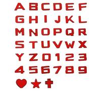 Aqxyhjk 3D Metal DIY Adhesive Letters Word Alphabet Emblem Decals Numbers Black Red Car Poster Rear Trunk Logo Badge Sticker Accessories(Red,D)