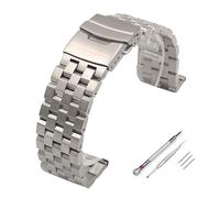 Aqxypas 18mm 20mm 22mm 24mm 26mm Full Solid Stainless Steel Flat Interface Watch Band Straps Wristband Bracelet With Tools(Silver-Screw,24mm)