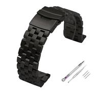 Aqxypas 18mm 20mm 22mm 24mm 26mm Full Solid Stainless Steel Flat Interface Watch Band Straps Wristband Bracelet With Tools(Black-Screw,20mm)