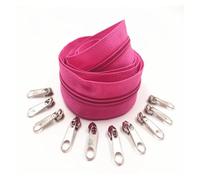 Aqxypas 3/5/10 Meters 3# Long Nylon Zippers Rolls with 2/4/6/10/20 Pieces Zipper Slider for Tailor Sewing Accessories(Rose red 144,3 Meter 6 Slider)