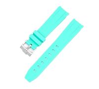 Aqxypas Curved End Rubber Strap For X Swatch Stainless Steel Buckle Men Women Premium TPU Bracelet Band(Mint green silver)