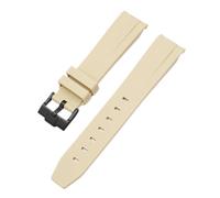 Aqxypas Curved End Rubber Strap For X Swatch Stainless Steel Buckle Men Women Premium TPU Bracelet Band(Khaki black)