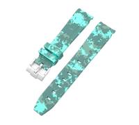 Aqxypas Curved End Rubber Strap For X Swatch Stainless Steel Buckle Men Women Premium TPU Bracelet Band(Mint green mosaic)
