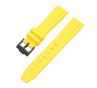 Aqxypas Curved End Rubber Strap For X Swatch Stainless Steel Buckle Men Women Premium TPU Bracelet Band(Yellow black)