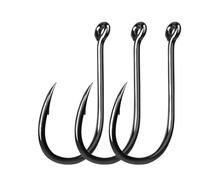 Aqxypas Fishing Hooks 50~200Pcs Saltwater Fishing J Hooks Strong Sharp Needle Point Barbs Ringed Eye Saltwater Fishing Octopus Hooks(Size-10 Gap-7.6mm,100 Pcs)