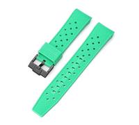 Aqxypas Liquid Silicone Strap For X Swatch Curved End Stainless Steel Buckle 22mm Men Women Breathable Hole Replace Watch Band(Green black)
