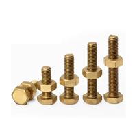 Aqxypas M4 M5 M6 M8 M10 M12 Brass Outer Hexagonal Bolt Nut Combination Set Copper Full Thread External Hex Screw GB5783 Length 6mm~100mm(M6x20mm-5Sets)
