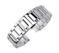 Aqxypas Solid Stainless Steel Watchband 18mm 20mm 22mm 24mm Deployment Butterfly Buckle Men Metal Replacement Bracelet Watch Band Strap(Silver glossy,24mm)