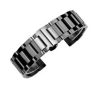 Aqxypas Solid Stainless Steel Watchband 18mm 20mm 22mm 24mm Deployment Butterfly Buckle Men Metal Replacement Bracelet Watch Band Strap(Black glossy,24mm)