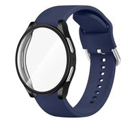 Aqxypas TPU Case+Silicone Strap For Watch 4 40mm Band Screen Protective Cover Bumper(Navy Blue)