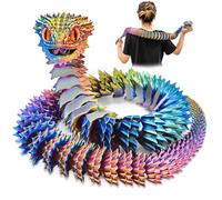 AQXYTK 3D Printed Viper Snake Model,47 Inch Extra Large Snake with Movable Fangs & Articulated Body for Birthday Halloween Decoration, Prank Props, ADHD Fidget Stress Relief