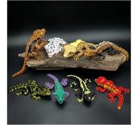 AQXYTK 8 Pcs 3D Printed Reptile Animal Set, Crested Gecko Model Kit, Realistic Articulated Desk Pets Lizard for Home Office Decor Birthday Gift Party Favors