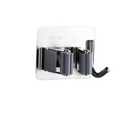 AQXYWAZQ 304 Stainless Steel Mop Holder Wall Mounted Self-Adhesive Kitchen Bathroom Waterproof Multi-Purpose Broom Hanger Strong Hook(Silver with Hook)