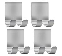 AQXYWAZQ 304 Stainless Steel Shaver Hook Stand Self Adhesive Hanger Heavy Duty Utility Storage Hook Bathroom Organizer Black Wall Hooks(Silver 4 Pack)