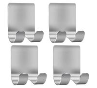 AQXYWAZQ 304 Stainless Steel Stand Self Adhesive Hanger Shaver Hook Heavy Duty Storage Holder Black Hook Bathroom Organizer Wall Hooks(Silver 4 Pack)
