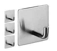 AQXYWAZQ 4 Pack Adhesive Hooks Heavy Duty Stick on Wall Door Hanger Waterproof 304 Stainless Steel Towel Hooks Adhesive Storage Holder