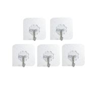 AQXYWAZQ 5PCS Transparent Stainless Steel Strong Self Adhesive Hooks Key Storage Hanger for Kitchen Bathroom Door Wall Multi-Function