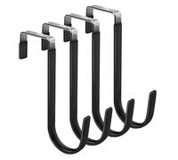 AQXYWAZQ Over The Door Hooks 4 Pack Hangers Hooks Rubber Prevent Scratches Heavy Duty Organizer Bedroom Hanging Clothes Storage Holder(Black 4 Pack)