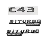 AQXYWQLL 3D ABS Chrome Black C 43 Logo C43 Letters Sticker BITURBO 4MATIC Emblem Car Badge Compatible with C43 W205 W204 Accessories(Glossy Black,W205 Coupe 100mm)