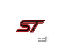 AQXYWQLL 3d Metal Logo ST Embelm Letters Car Grill Trunk Badge Compatible with Fiesta Focus MK2 MK3 MK4 Kuga Puma Mondeo ST Sticker Accessories(Color:Grill Black Red)
