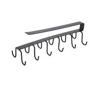AQXYWUIO Iron 6 Hooks Storage Shelf Wardrobe Cabinet Metal Under Shelves Mug Cup Hanger Bathroom Kitchen Organizer Hanging Rack Holder (Color : 12 Hooks 1PC Black)