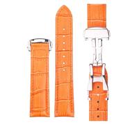 Aqxyxsw Genuine Leather Watchband 20mm 22mm Watch Band Butterfly Deployment Clasp for Omega Compatible Replacement Strap lingli(Orange,20mm)