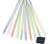 AQY Solar Meteor Shower Rain Lights Christmas Falling Rain Lights 30cm 10 Spiral Tubes 360 LED Waterproof Drop Icicle Fairy String Lights for Yard Tree Party (Multicolor)