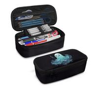 AQYAPTOIY Cute Ghost Kids Large Pencil Pouch for Boys Girls Halloween Pencil Case for 2Nd 3Rd Children Black Pencil Organizer for School Students Pencil Bag with Protable Handle Handbag