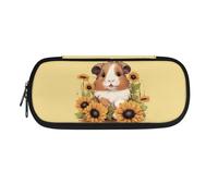 AQYAPTOIY Cute Hamster Girls Pencil Pouch for Preschool Kids Pencil Case,Sunflower Print Pencil Bag for Children 2Nd 3Rd Pencil Container for Boys Multifunction Box Pencil for Study