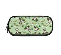 AQYAPTOIY St. Patrick's Day Kids Pencil Case for Girls Cute Cow Pencil Pouch,Four Leaf Clover Pencil Box for Boys Rainbow Pencil Bag for Age 5-16 Children Green Pencilcase for Study