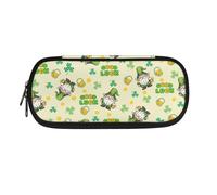 AQYAPTOIY St. Patrick's Day Kids Pencil Pouch for Boys Cute Elf Pencil Case,Four Leaf Clover Pencil Bag for Girls Casual Pencil Box Green Pencil Organizer for Children 5-11T Pencilcase