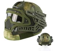 AQzxdc Airsoft Full Face Tactical Helmet Airsoft Paintball Protective Helmet Full Face Mask Molle Mesh Breathable Goggles(G)